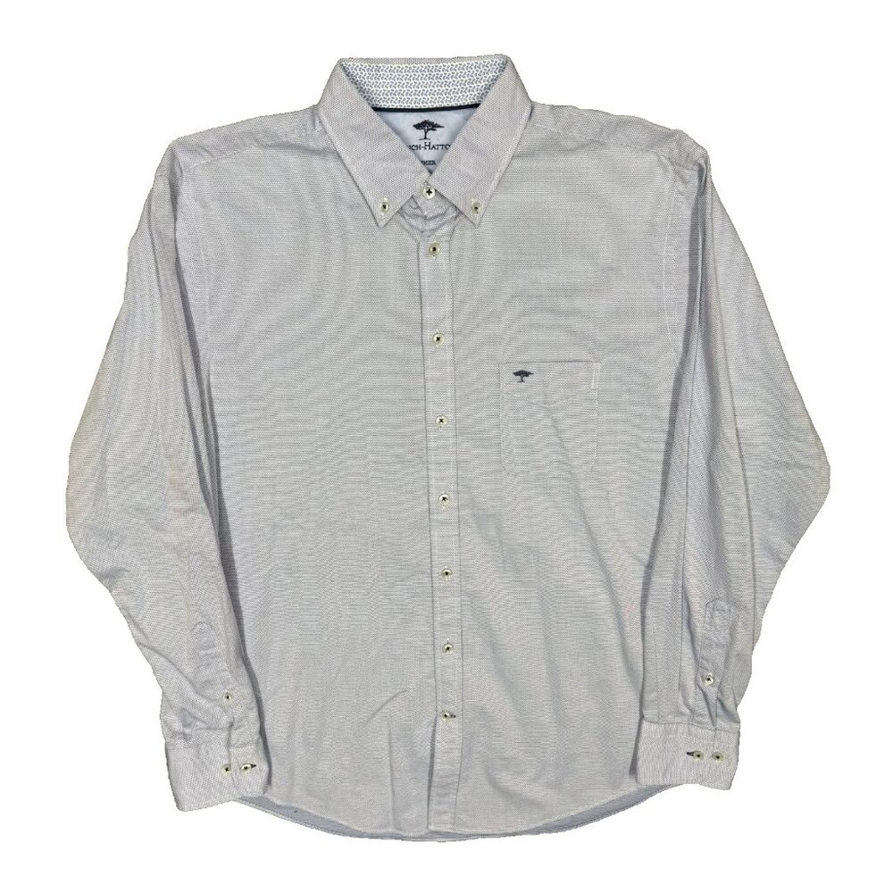 Fynch-Hatton Summer Structure Long Sleeve Button Down Shirt Cotton Large